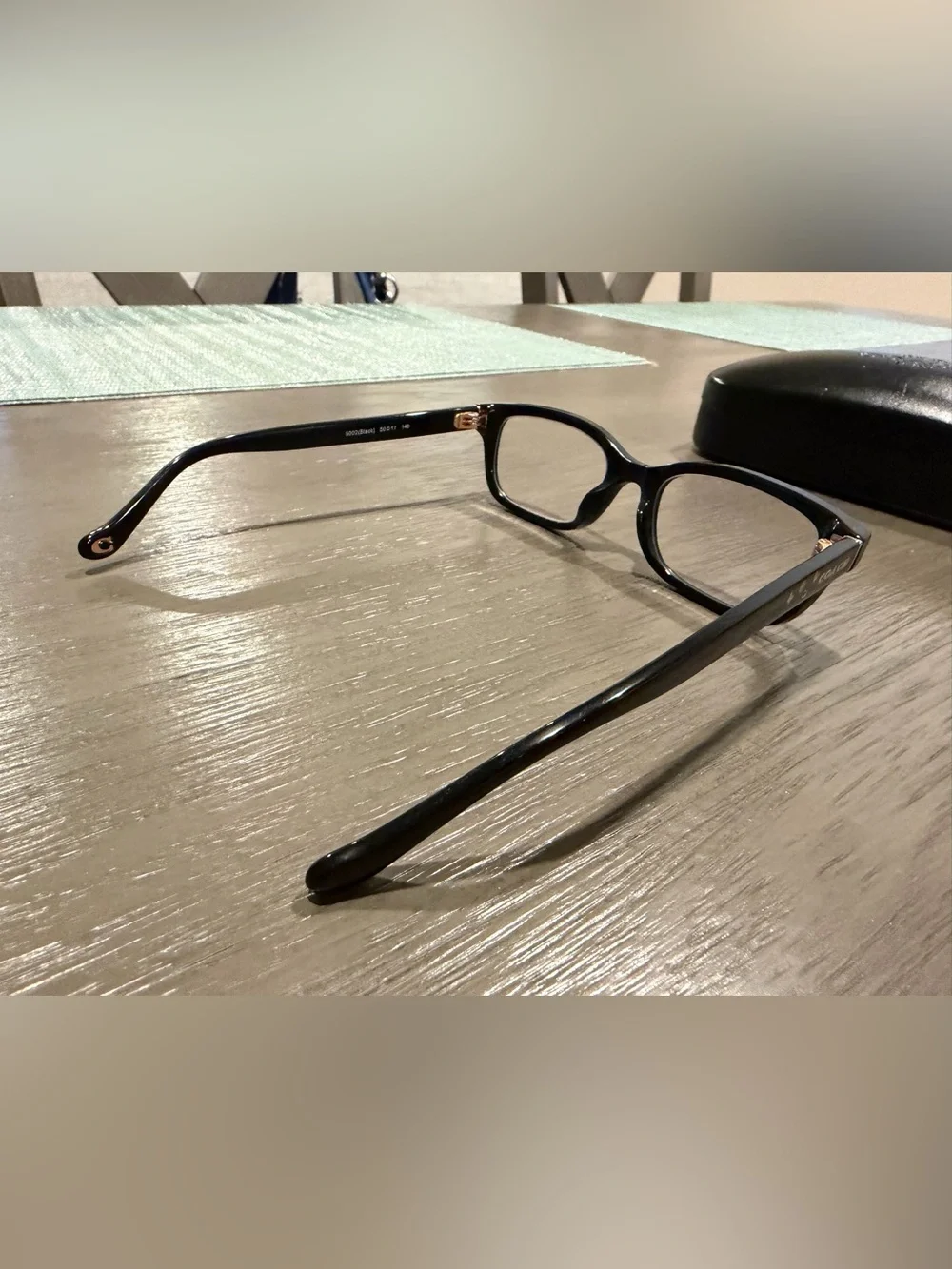 COACH Black womens Rectangular Eyeglass Frames with Gold Accents